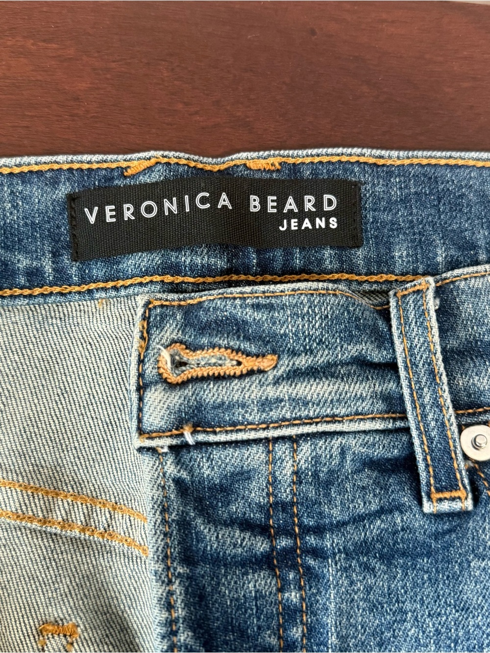 Veronica Beard Ryleigh Slim Straight High Rise jeans in Nile blue wash
